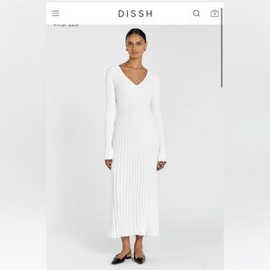 REIGN WHITE SLEEVED KNIT MIDI DRESS